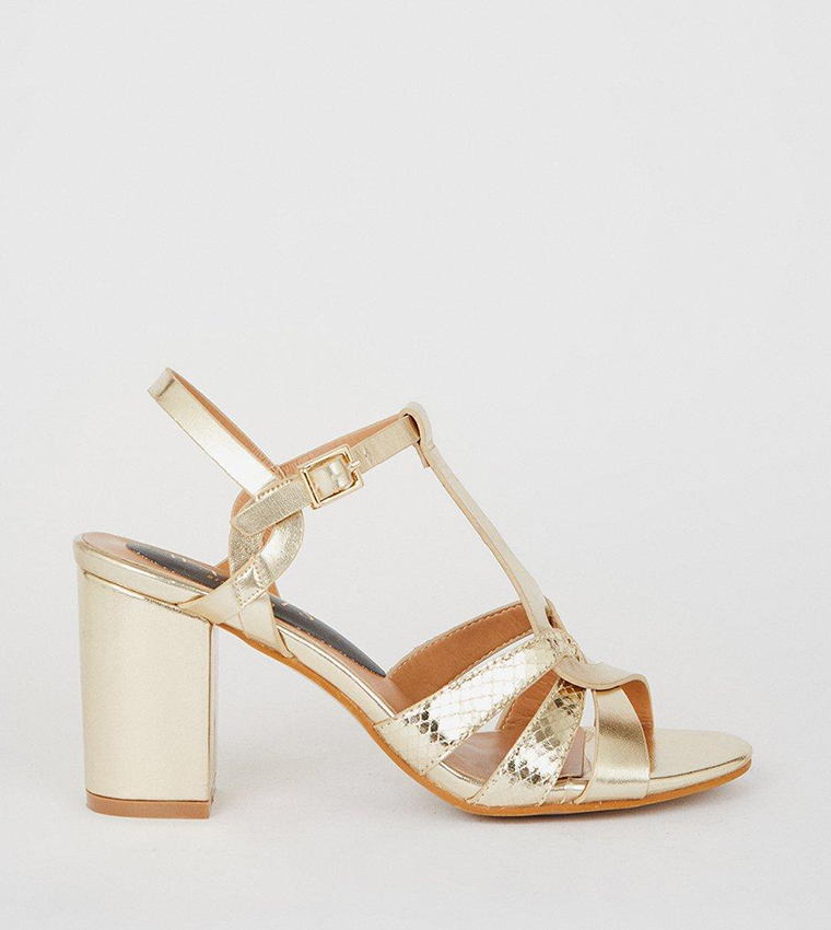 Buy Wallis Sabrina Block Heel Sandals In CHAMPAGNE 6thStreet Qatar