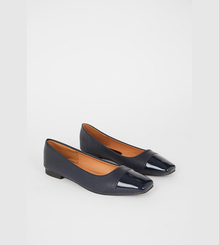 Buy Wallis Paola Toecap Square Toe Ballet Pumps In Navy | 6thStreet Qatar