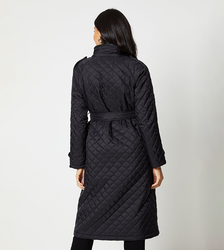 Wallis black midi hot sale belted padded coat