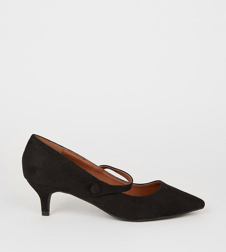 Buy Wallis Edna Low Kitten Heel Maryjane Pointed Courts In Black