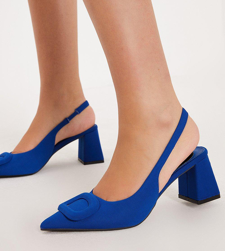 Cobalt blue shoes block on sale heel