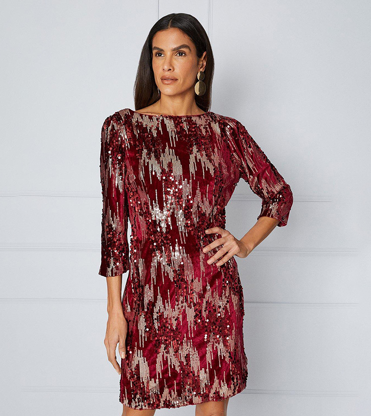 wallis sequin dress Wine Wallis Occasion Embellished Sequin Midi Dress