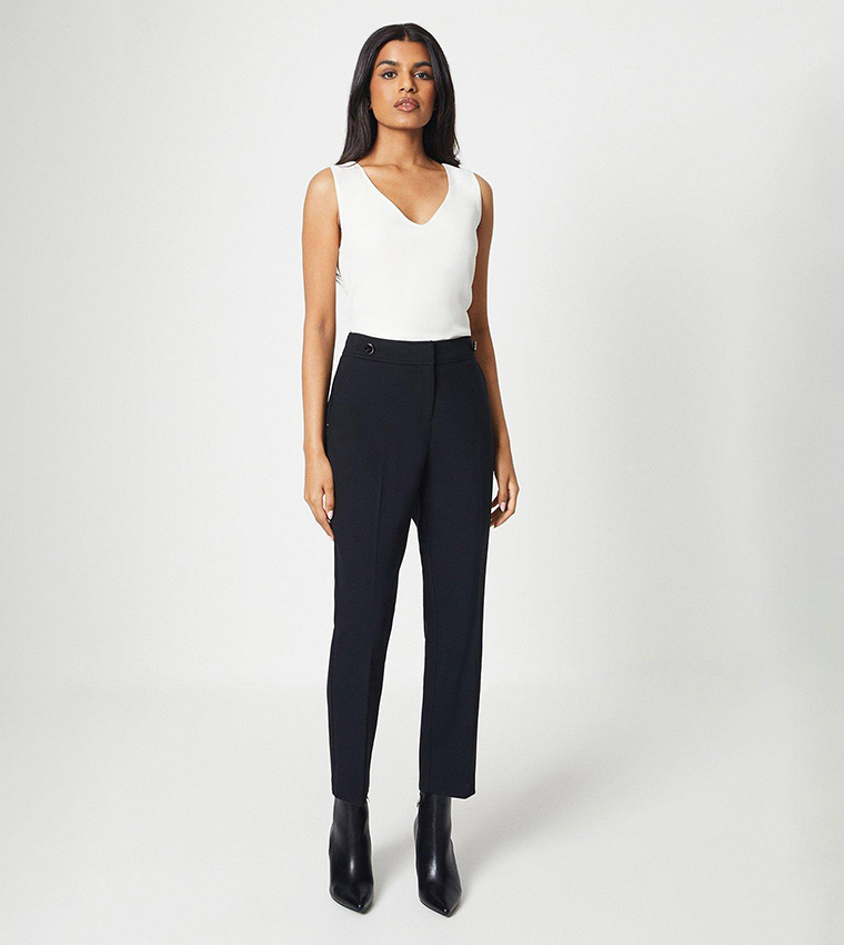 Petite Black Double Zip Slim Leg Trousers | New Look