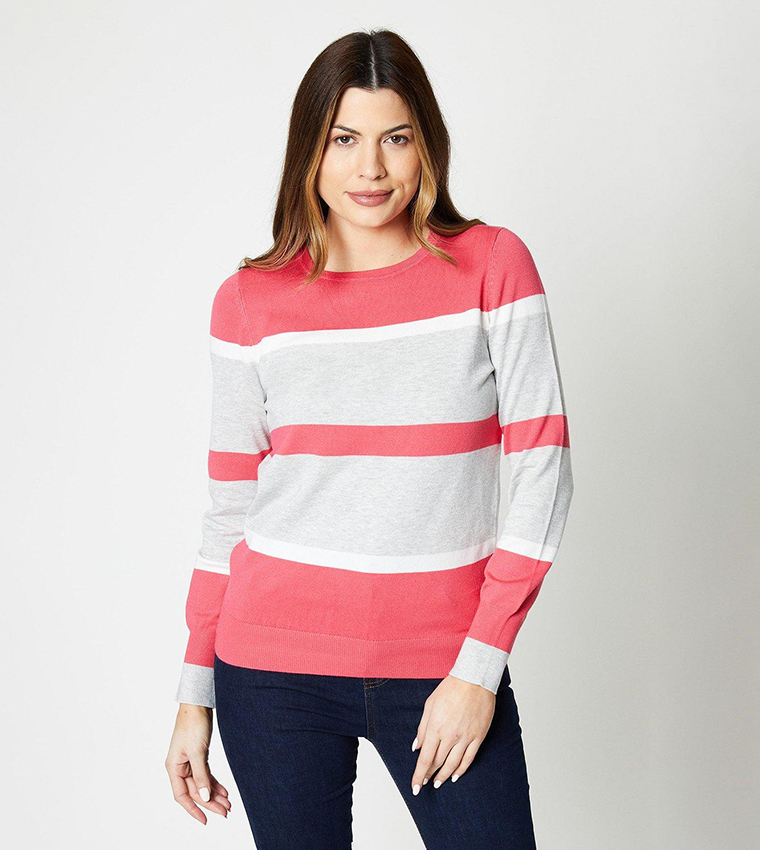 Buy Wallis Mixed Stripe Colourblock Jumper In Pink 6thStreet Kuwait