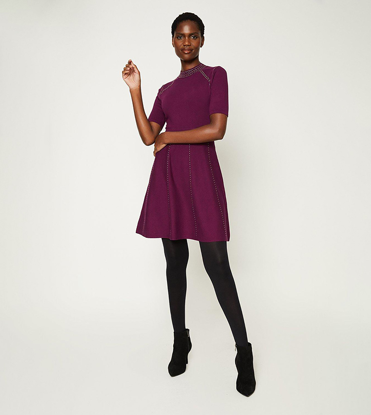 Plum knitted shop dress