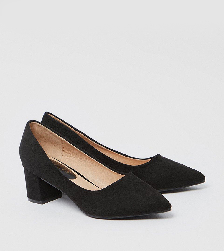 Buy Wallis Diani Pointed Low Block Heel Court Shoes In Black ...