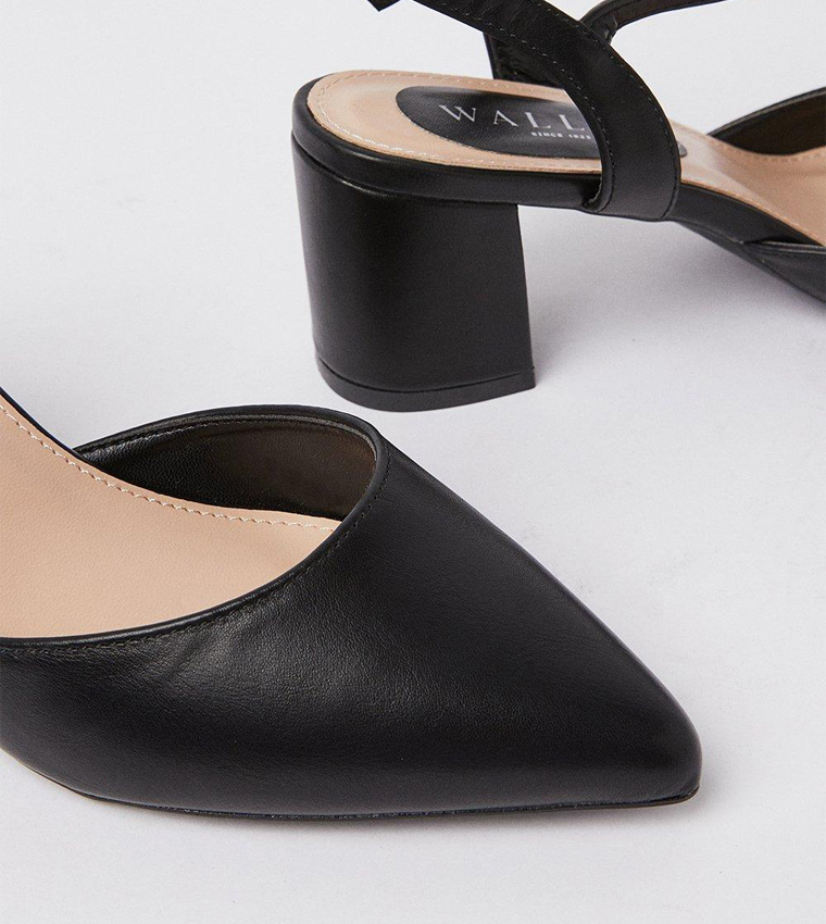 Delphie Open Back Pointed Low Block Heel Court Pumps