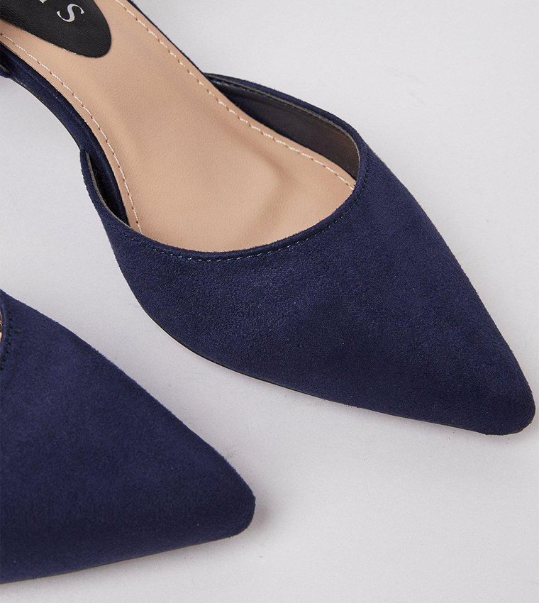 Delphie Open Back Pointed Low Block Heel Court Pumps