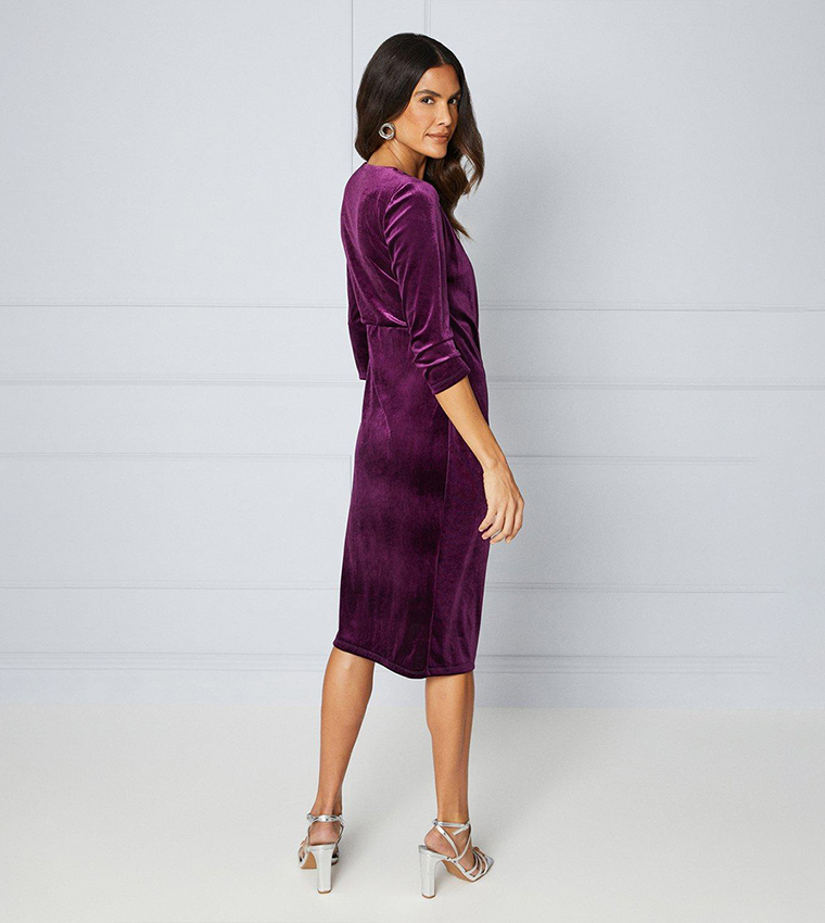 Calvin Klein Women's Purple Burnout Velvet Midi Dress