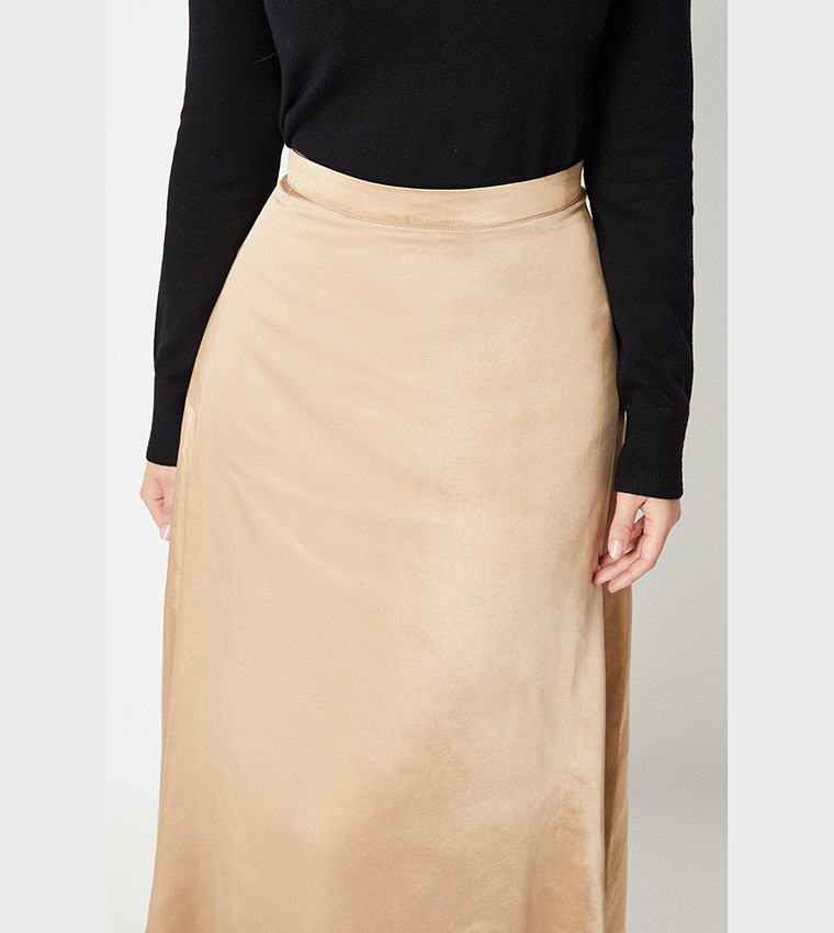 Heavy Viscose Satin Bias Cut Midi Skirt