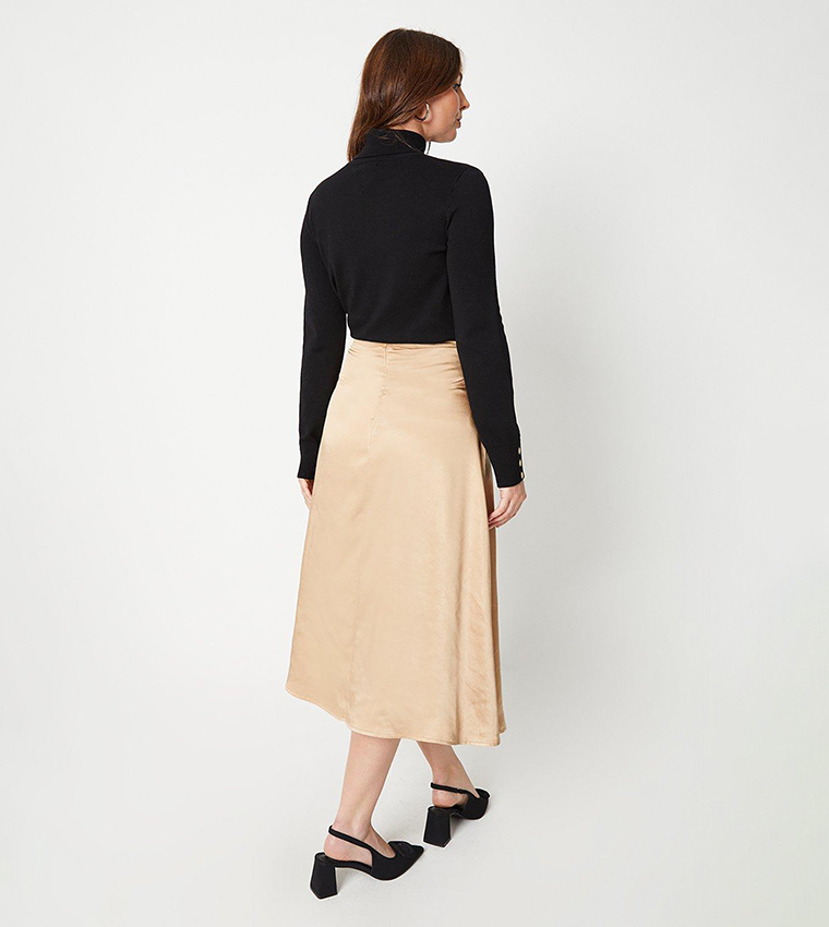 Heavy Viscose Satin Bias Cut Midi Skirt
