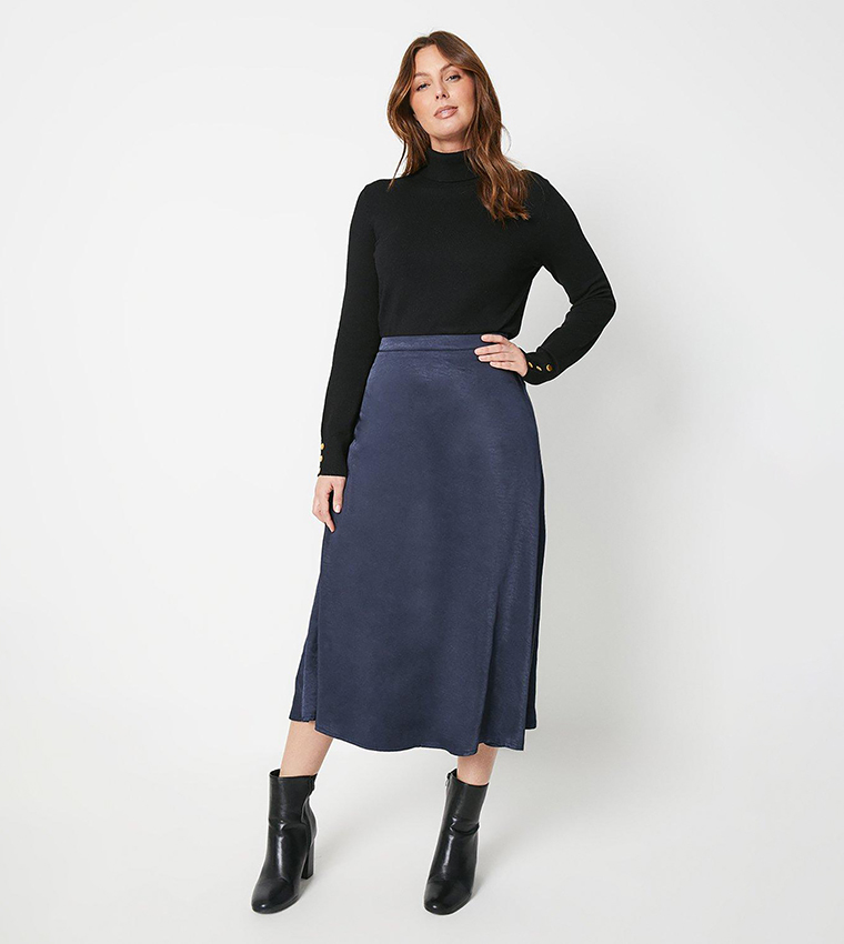 11856 Navy Tassel Detailed Midi Skirt main image 1