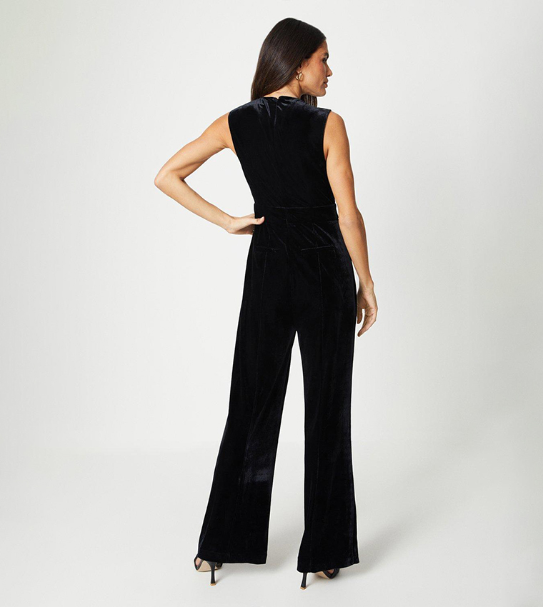 Buy Wallis Velvet Cross Front Jumpsuit In Black 6thStreet UAE