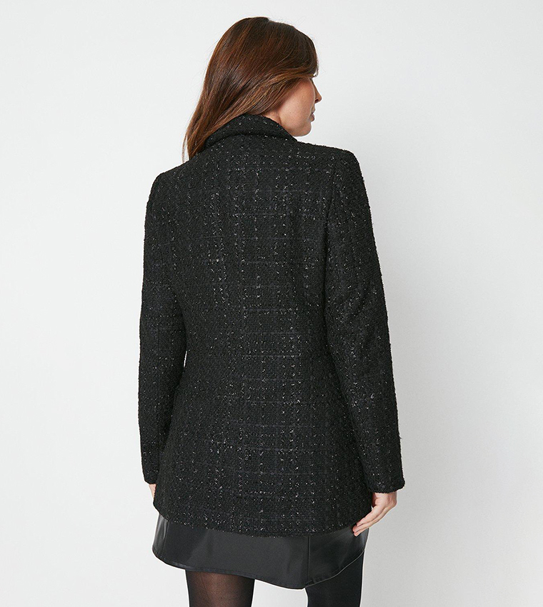 Buy Wallis Double Breasted Boucle Blazer Coat In Black 6thStreet Bahrain