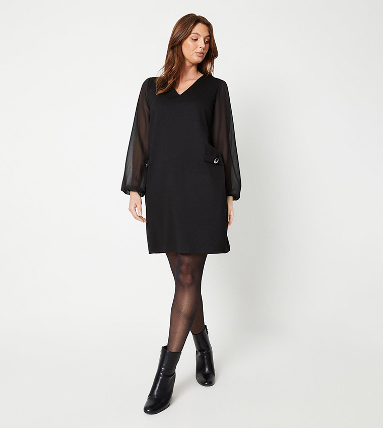 Black chiffon outlet shift dress