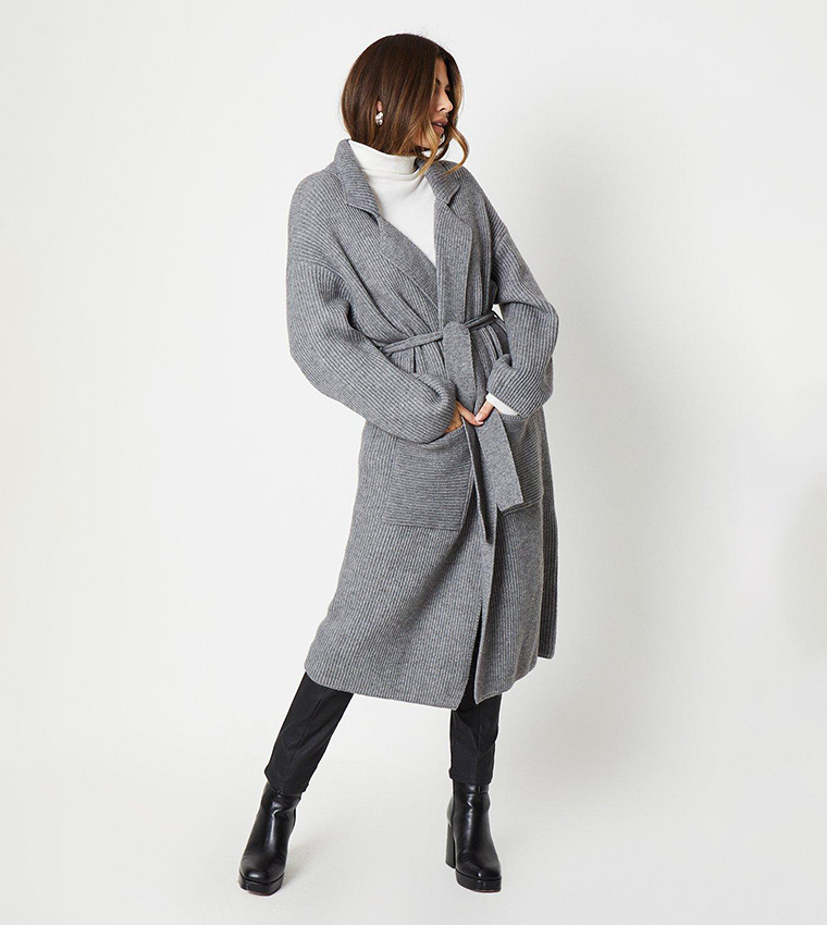 Wallis grey midi sale belted padded coat