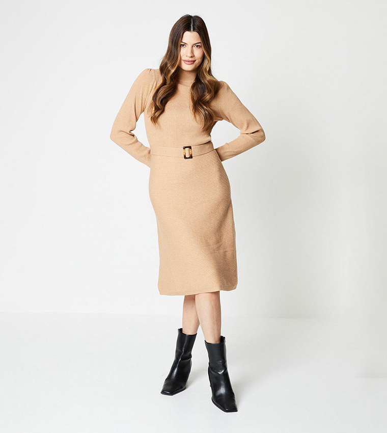 belted knitted dress