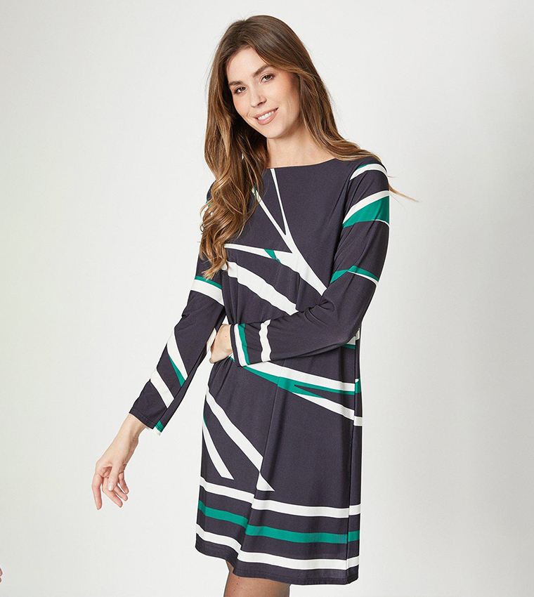 Buy Wallis Jersey Border Print Shift Dress In Navy 6thStreet Kuwait