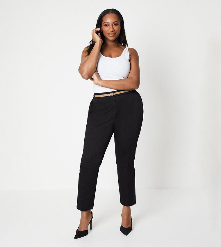 wallis cigarette trousers Buy Wallis Curve Stretch Cigarette Belted Trousers In Black