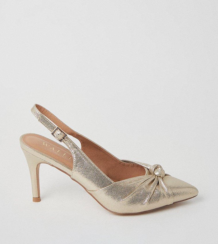 Ember Satin Knot Detail Slingback Court Shoes