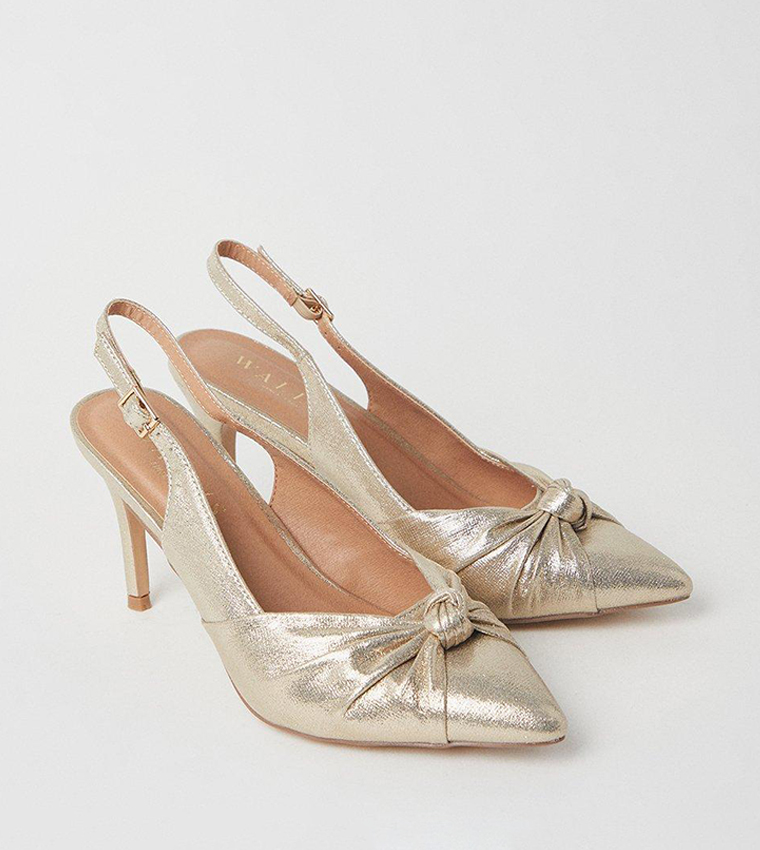 Ember Satin Knot Detail Slingback Court Shoes