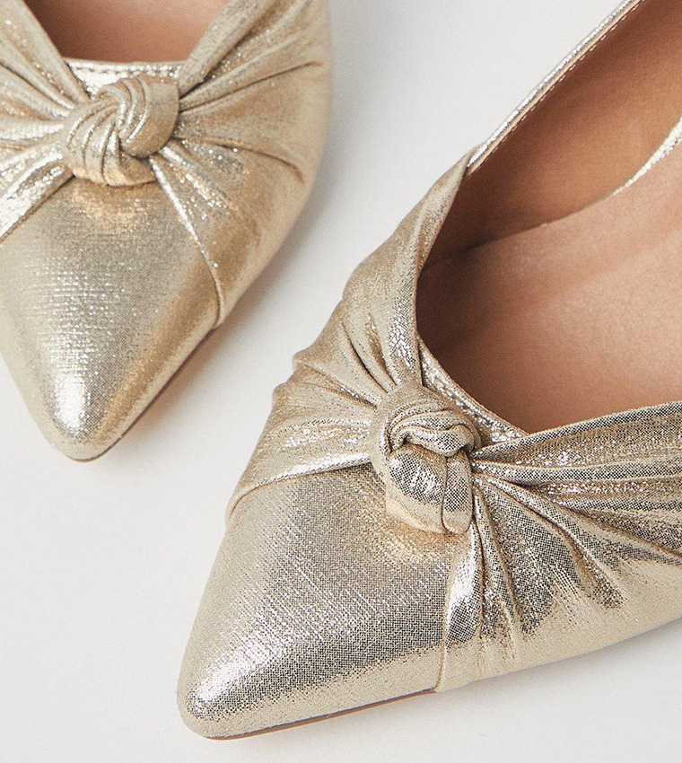 Ember Satin Knot Detail Slingback Court Shoes