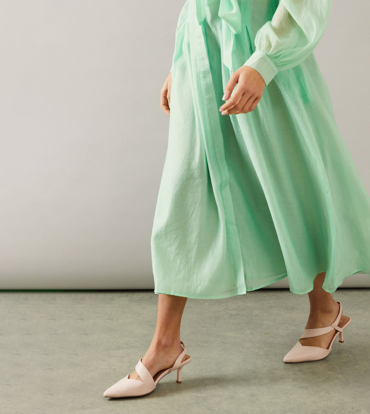 Evelyn Asymmetric Slingback Kitten Heel Pumps
