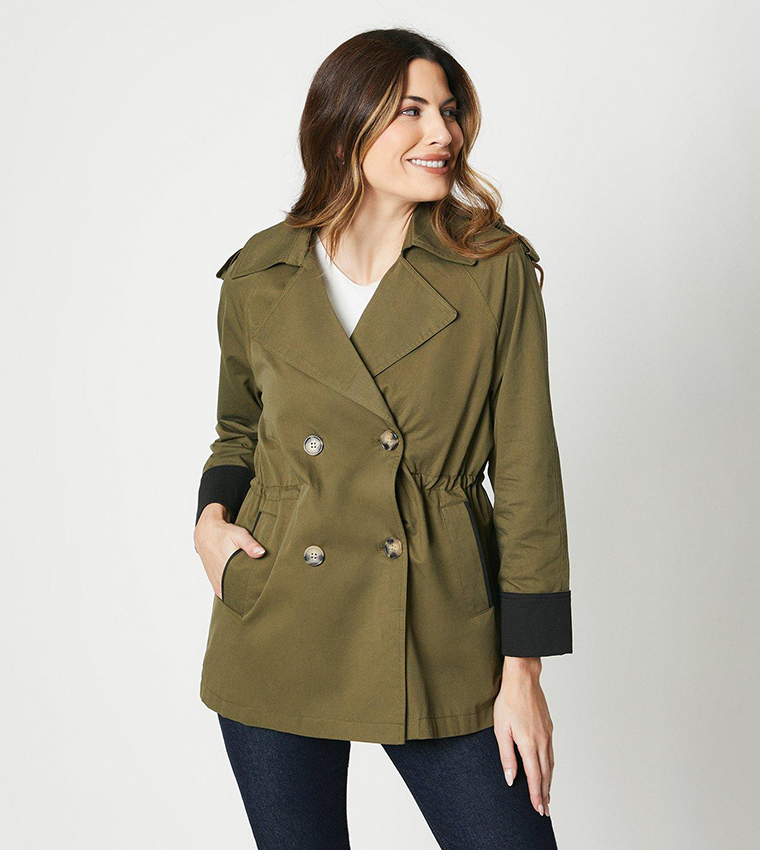 Buy Wallis Premium Short Trench Coat In Khaki 6thStreet Bahrain