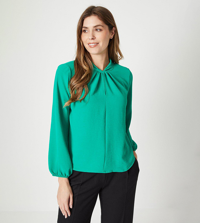Buy Wallis Petite Twist Neck Top In Green 6thStreet Saudi Arabia - Main Image