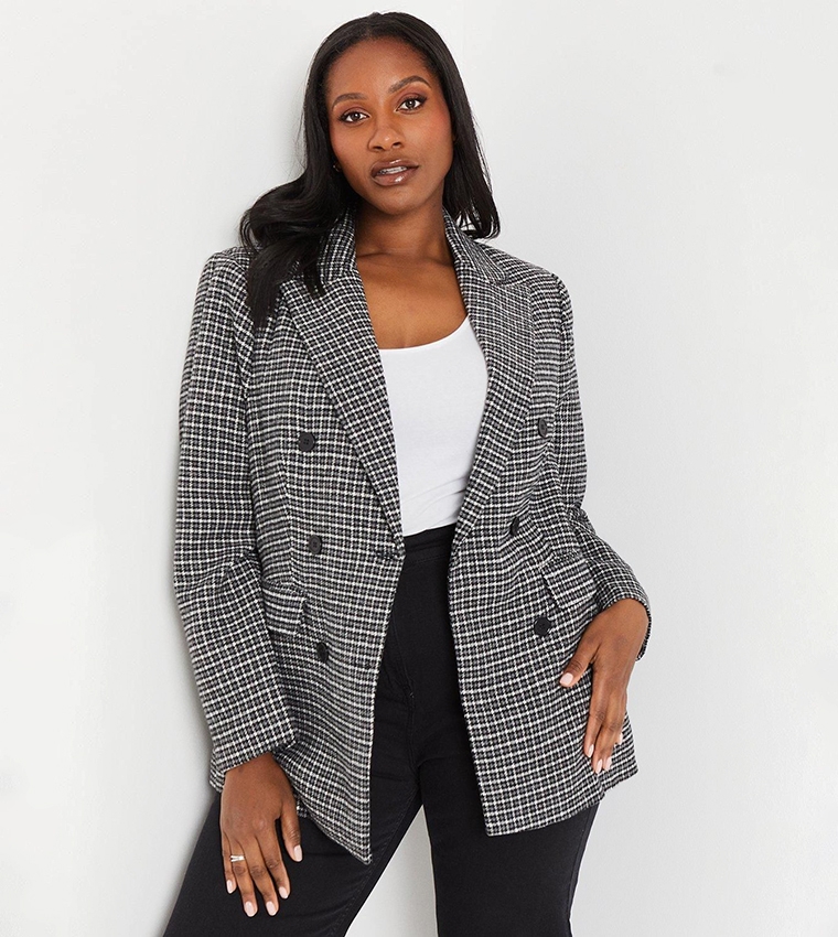 Grey check womens blazer best sale