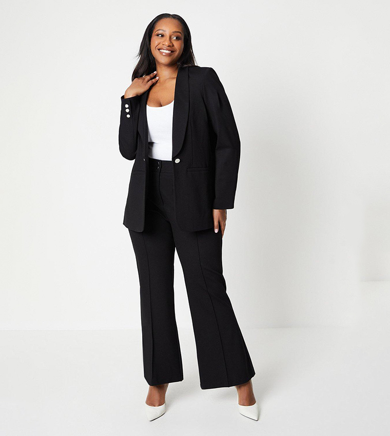 Buy Wallis Curve Ponte Kick Fare Trousers In Black