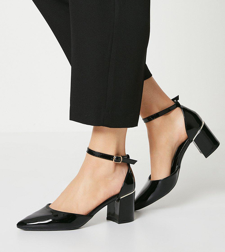 Devonna Pointed Open Mid Block Heel Court Shoes