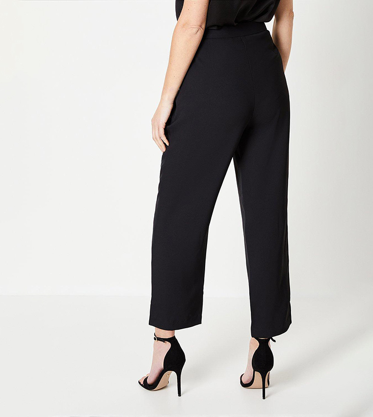 Petite Belted Straight Fit Tailored Trousers
