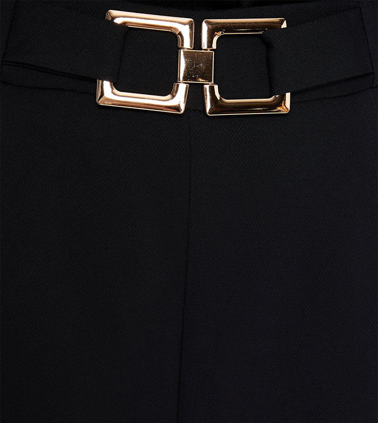 Petite Belted Straight Fit Tailored Trousers
