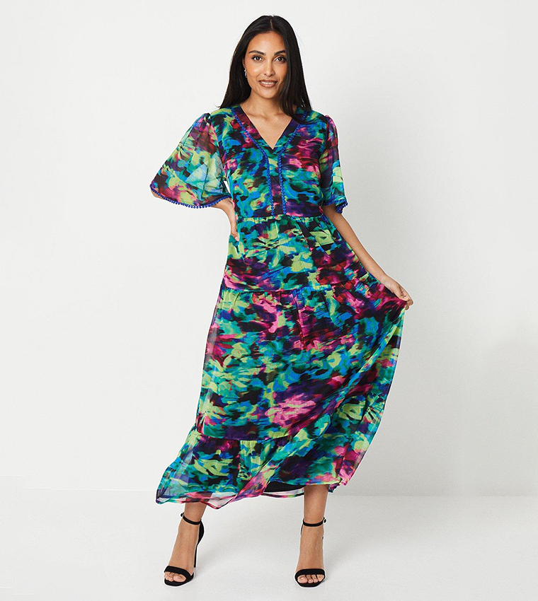 Buy Wallis Petite Trim Detail Tier Maxi Smock Dress In Multiple Colors 6thStreet UAE