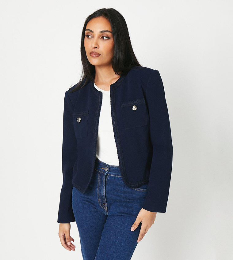 Buy Wallis Petite Trim Detail Jacket In Navy 6thStreet UAE