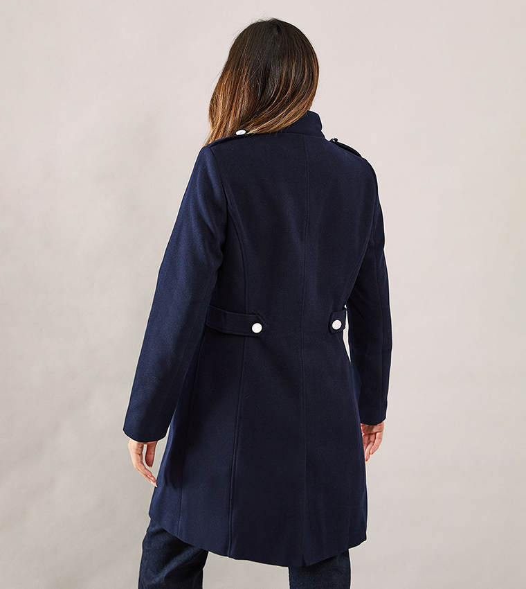 High Neck Faux Wool Coat