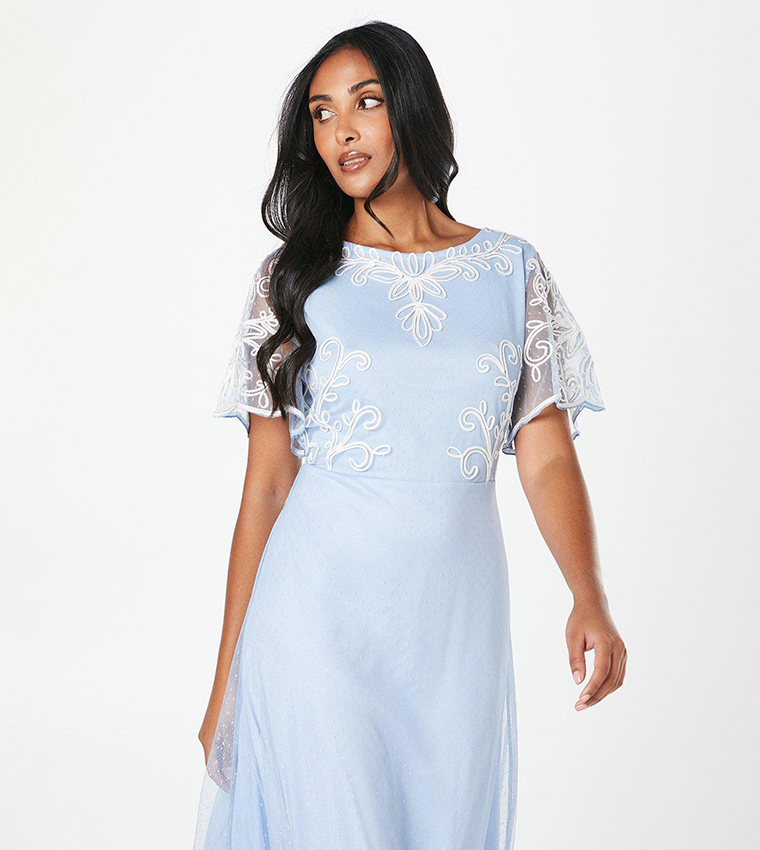 Petite Cornelli Slash Neck Dobby Midi Dress