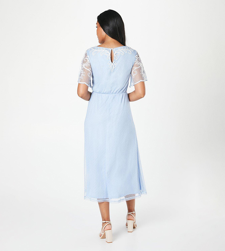 Petite Cornelli Slash Neck Dobby Midi Dress