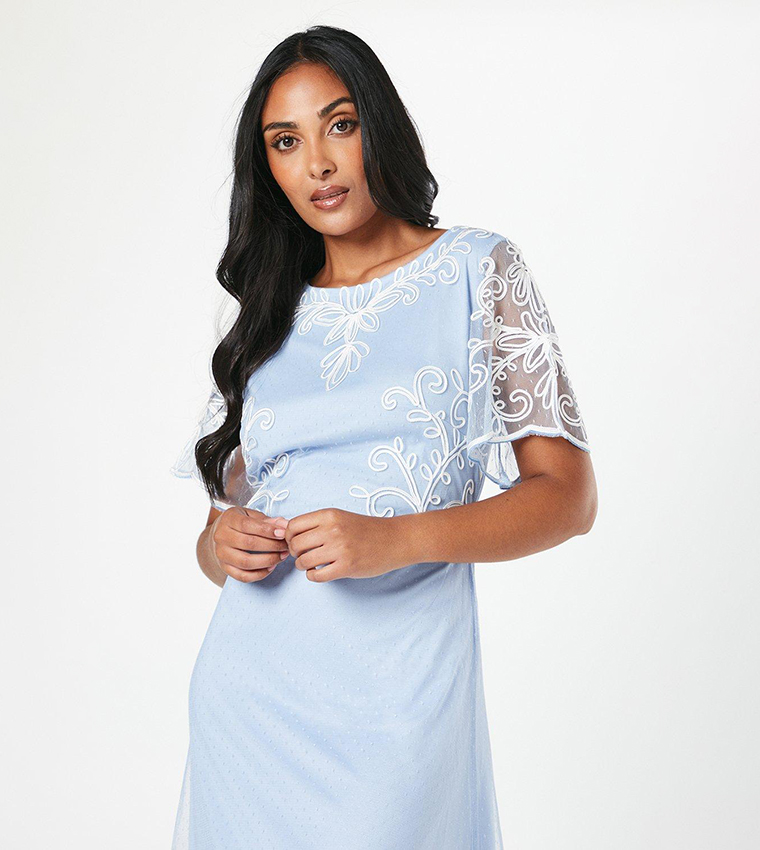 Petite Cornelli Slash Neck Dobby Midi Dress