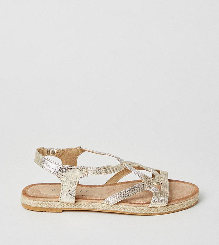 Midas Gold Weave Sandals Midas Woven Tan Sandals Midas Gold Flat Espadrille Sandals Top