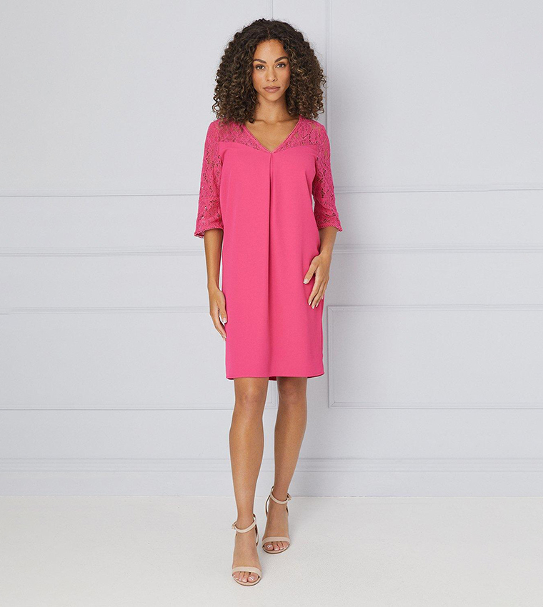 Buy Wallis Lace Ruffle Sleeves Shift Dress In Pink 6thStreet UAE