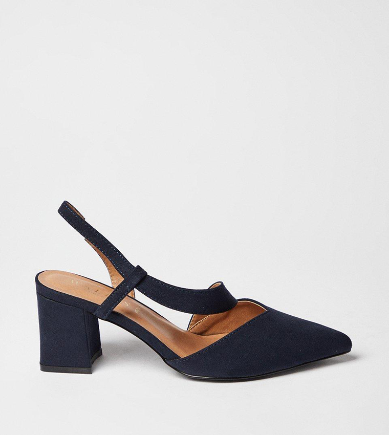 Wide Fit Eve Asymmetric Strap Block Heel Pumps