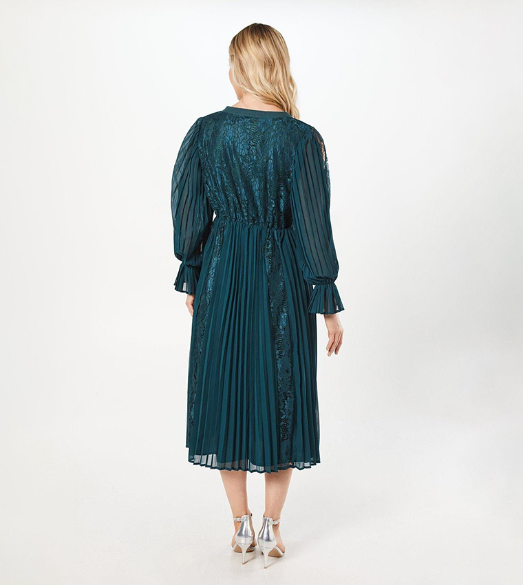Lace Detail Midi Wrap Dress