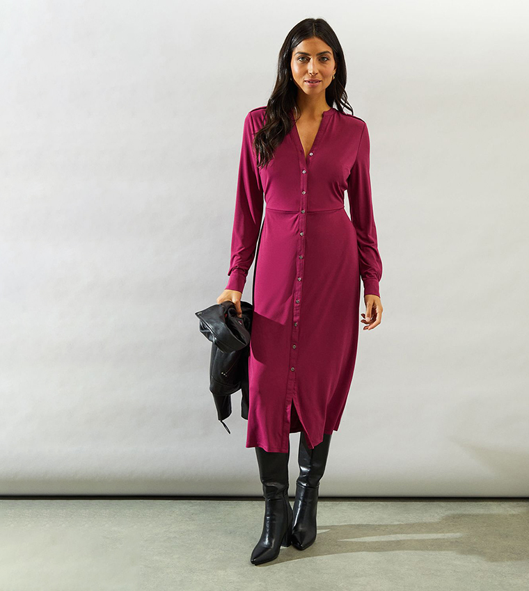 wallis purple dress Plum Wallis Petite Plain Tipped Knitted Midi Dress
