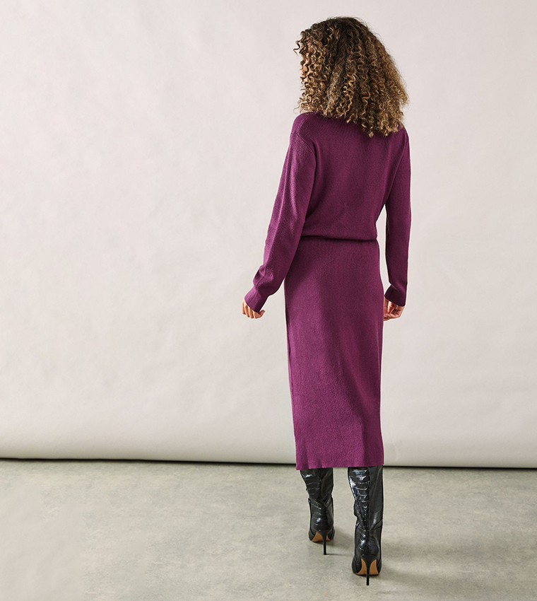 Tie Rib Knitted Midi Dress