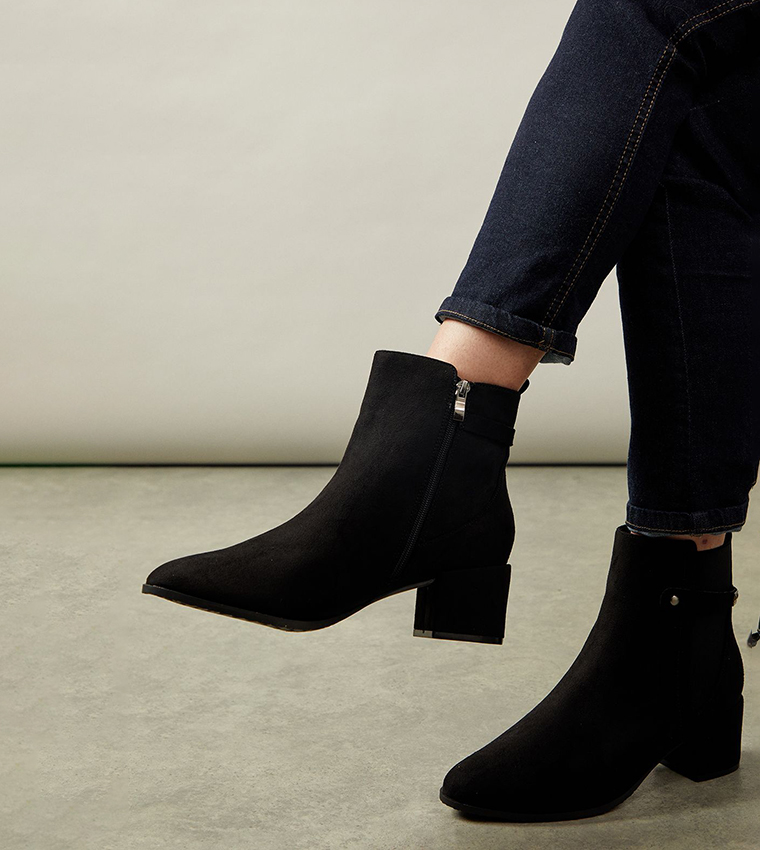 Buy Wallis Wide Fit Ahio Elastic Gusset Medium Block Heel Ankle