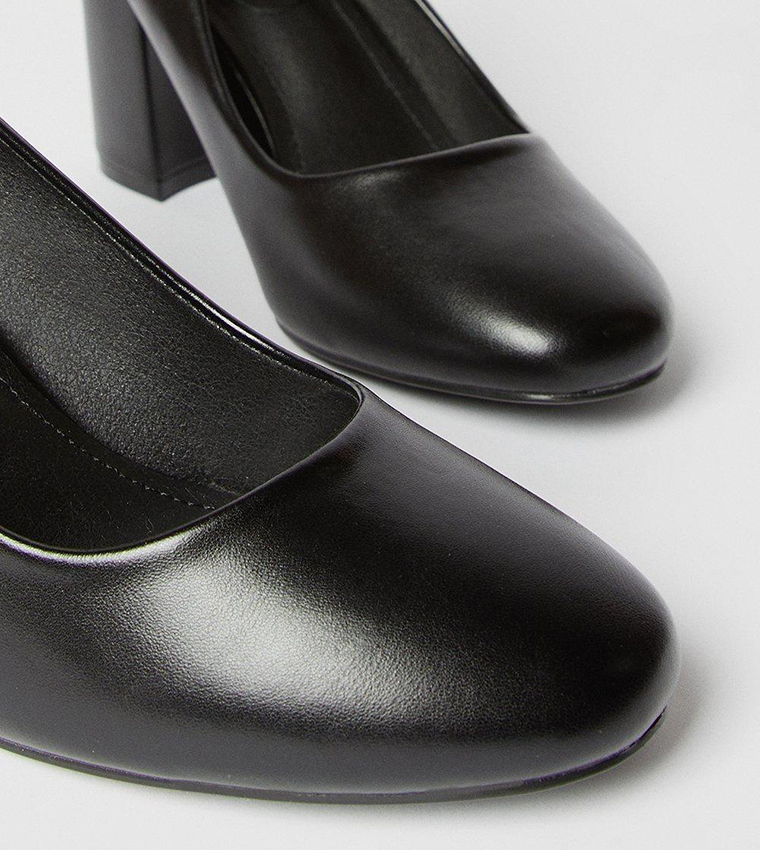 Ella Round Toe High Block Heel Pumps