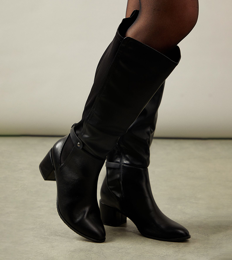 Knee Boots Wallis Wide Fit Boots Wide Fit Hazel Faux Suede Covered