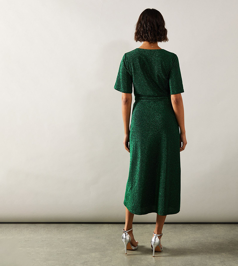 Tall Glitter Jersey Tie Midi Dress